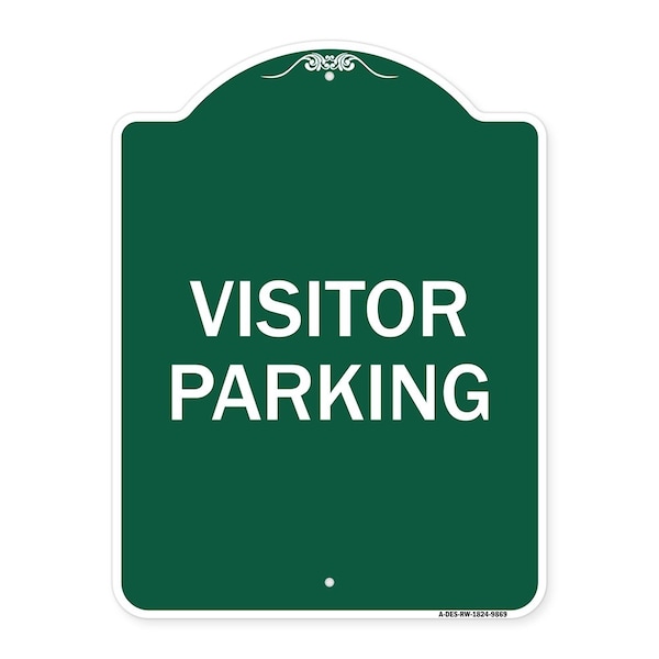 Signmission Designer Series Visitor Parking, Green & White Heavy-Gauge Aluminum Sign, 24" x 18", GW-1824-9869 A-DES-GW-1824-9869 - main